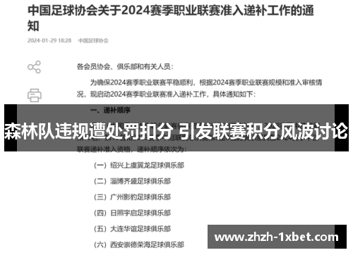 森林队违规遭处罚扣分 引发联赛积分风波讨论